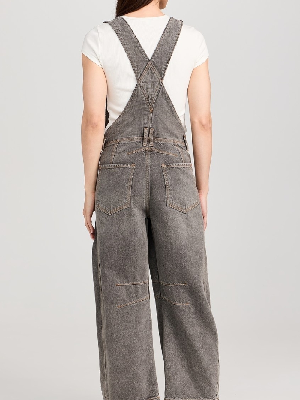 We The Free Washed Gray Wide-Leg Denim Overalls - Picture 5 of 6